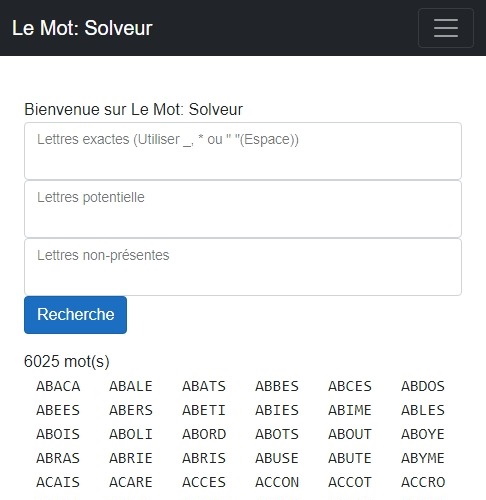 Le mot: Solveur